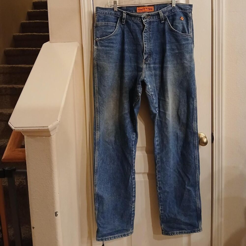 Wrangler Riggs Workwear Flame Resistant (FR) Straight Leg Denim Blue Jeans 38x36